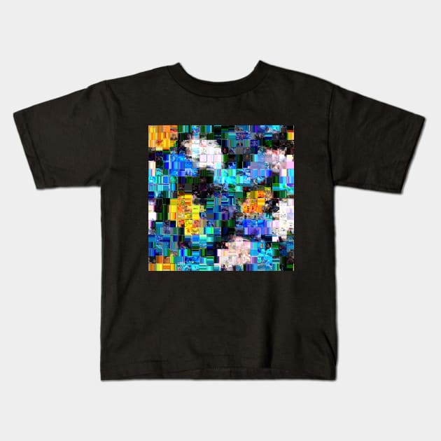 Autumn Style Glitch Mosaic Quilt Kids T-Shirt by terrybain